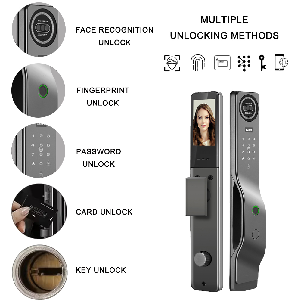 Tuya WiFi Zigbee Security Automatic Smart 3d Face Recognition Biometric Fingerprint Lock Video Surveillance Camera Lock - Image 4