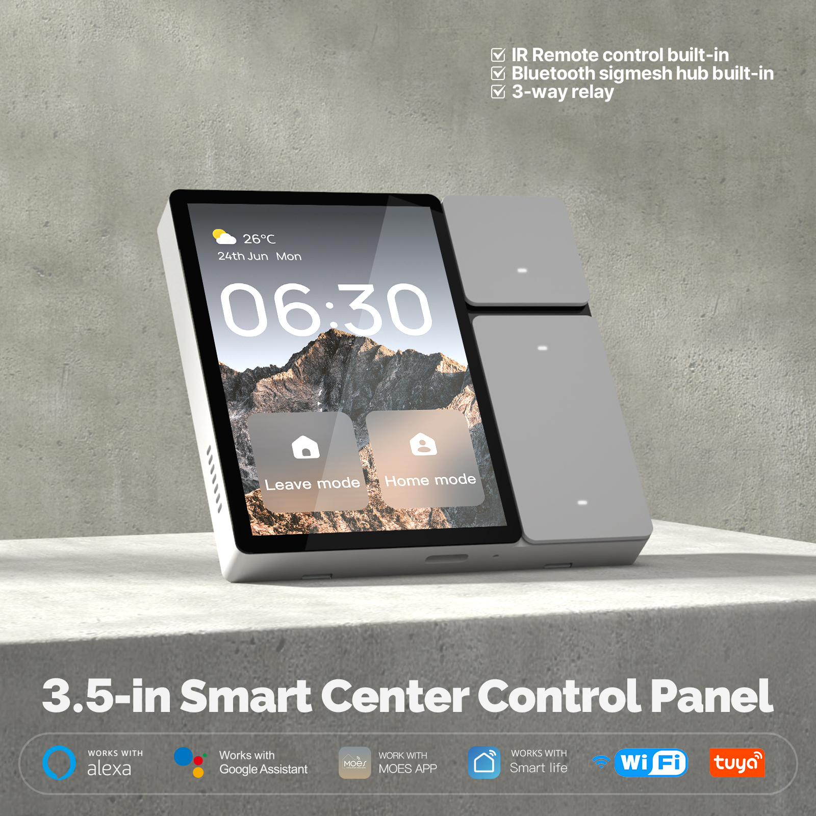 Security Tuya 3.5 Inch Touch Screen Smart Home Panel Built-in Ir Remote Control+Bluetooth Sigmesh Hub+3 Gang Switches - Image 5